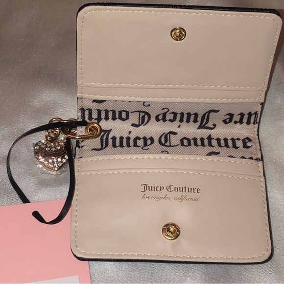 Juicy Couture Liquorice Faux Leather Only You And Me Card Case Key Fob NWT - Picture 12 of 16